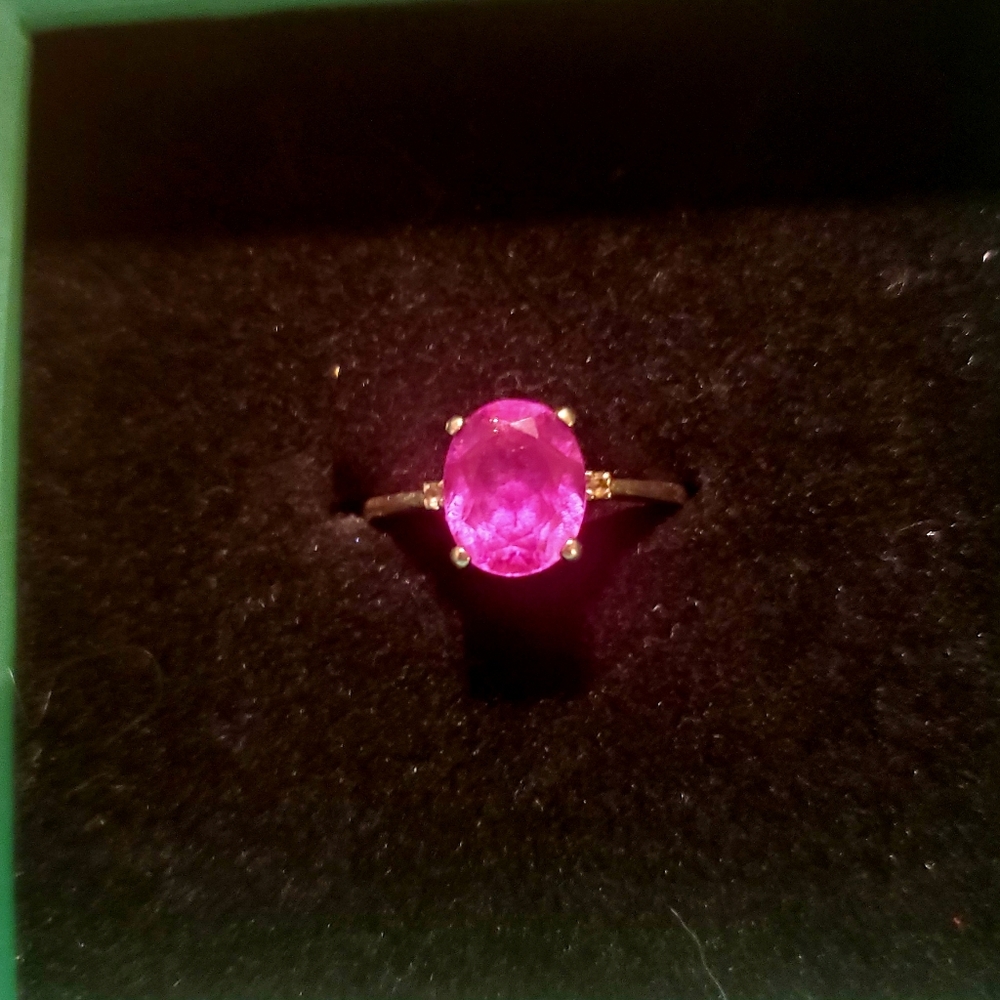 Sterling silver solitaire ring Pink Sapphire 7